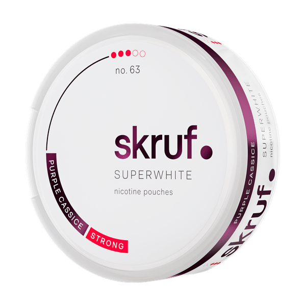 Poches de nicotine SKRUF Superwhite Purple Cassice Strong No 63